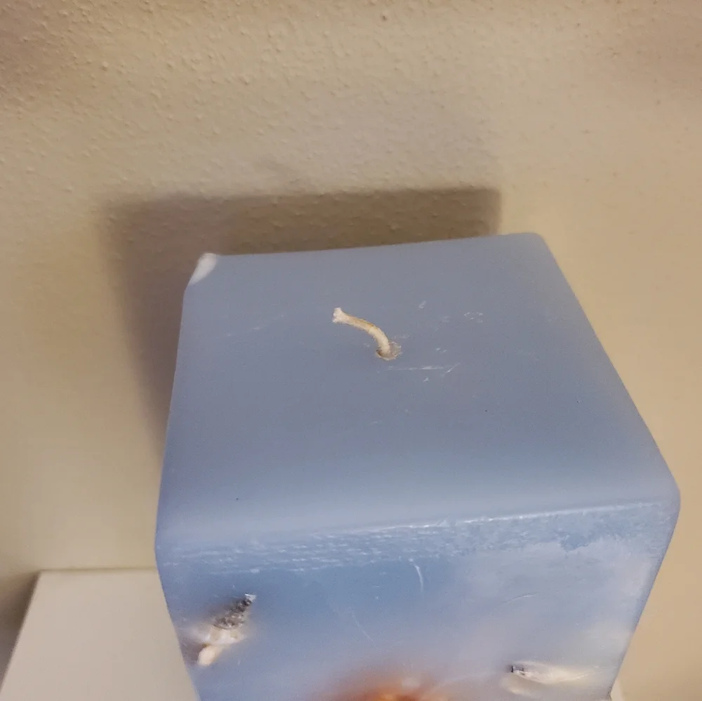 Blue Seashell Pillar Candle